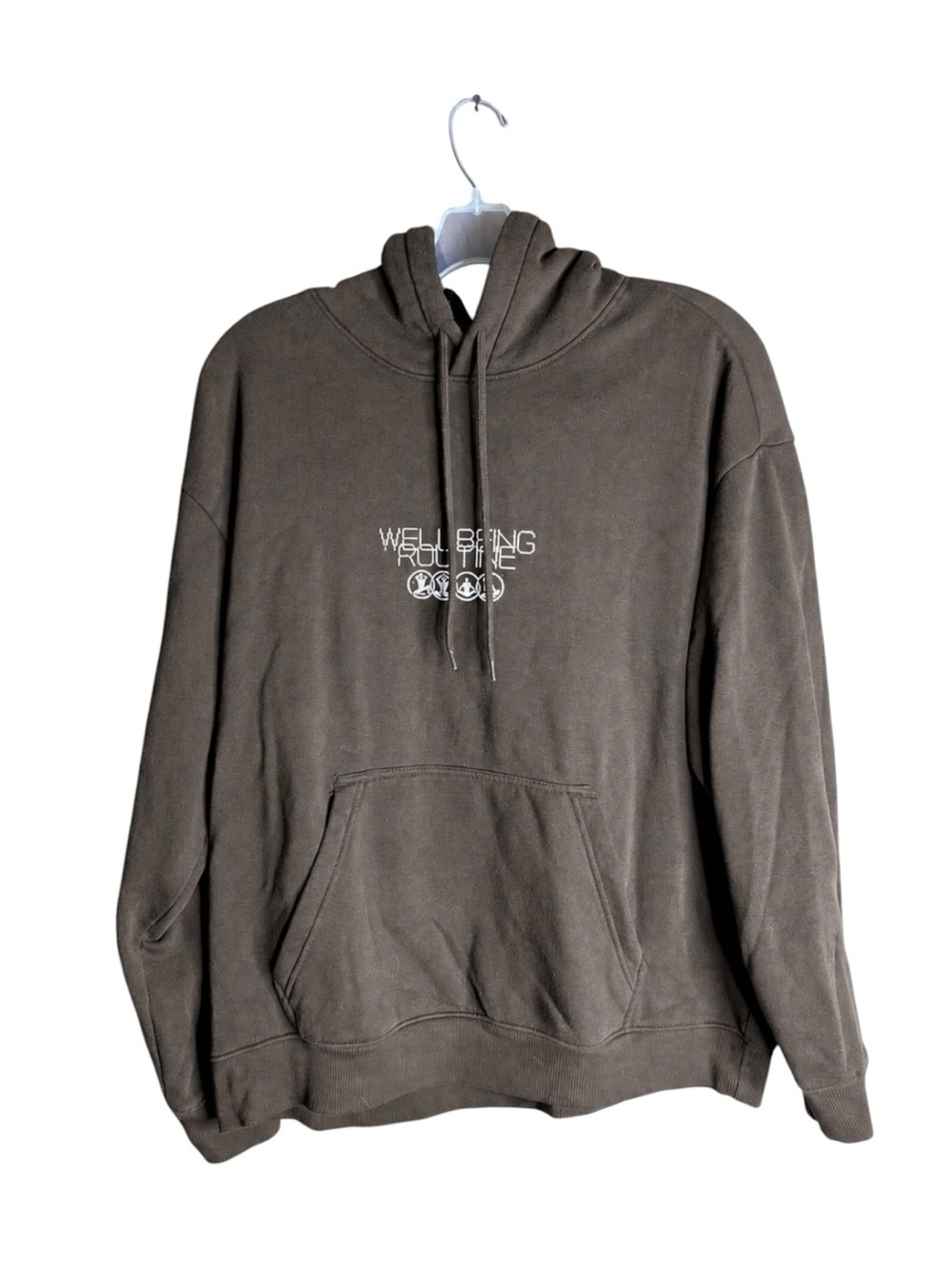 H&M Well Being Routine Graphic Hoodie XL Washed Brown Oversized Loose Fit